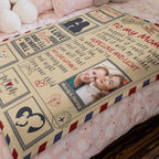 Wrapped in Family Love Mother's Day Gifts for Mom - Personalized Letter Photo Blanket with Custom Names for Cozy Cuddles & Home Decor