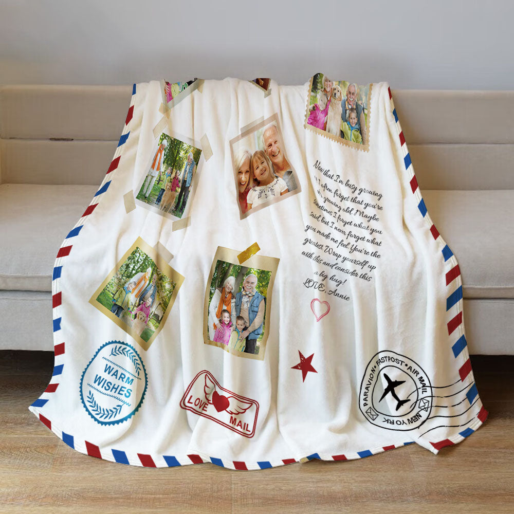 Personalized Photo Letter Blanket To Your Family Members or Friends 1 - 9 Photos Custom Message
