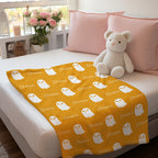 Personalized Name Cute Ghost Pattern Blanket – Custom Name Engraving Halloween Gift
