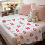 Personalized Name Spooky Ghost Pattern Blanket – Custom Name Engraving Halloween Gift