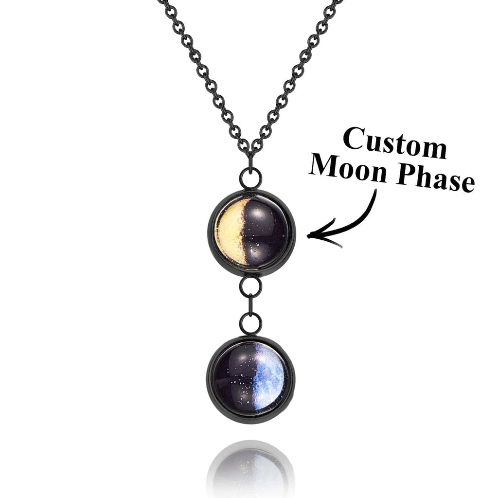 Custom Double Moon Phase Necklace Luminous Necklace Gift for Her