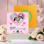 FridgeBeats Framed 4.0 Custom Music Fridge Magnet with Pink Hearts Personalized Photo Music Gift Best Valentines Gift for Couples