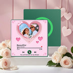 FridgeBeats Framed 4.0 Custom Music Fridge Magnet with Pink Hearts Personalized Photo Music Gift Best Valentines Gift for Couples