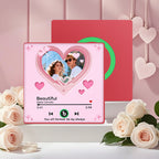 FridgeBeats Framed 4.0 Custom Music Fridge Magnet with Pink Hearts Personalized Photo Music Gift Best Valentines Gift for Couples