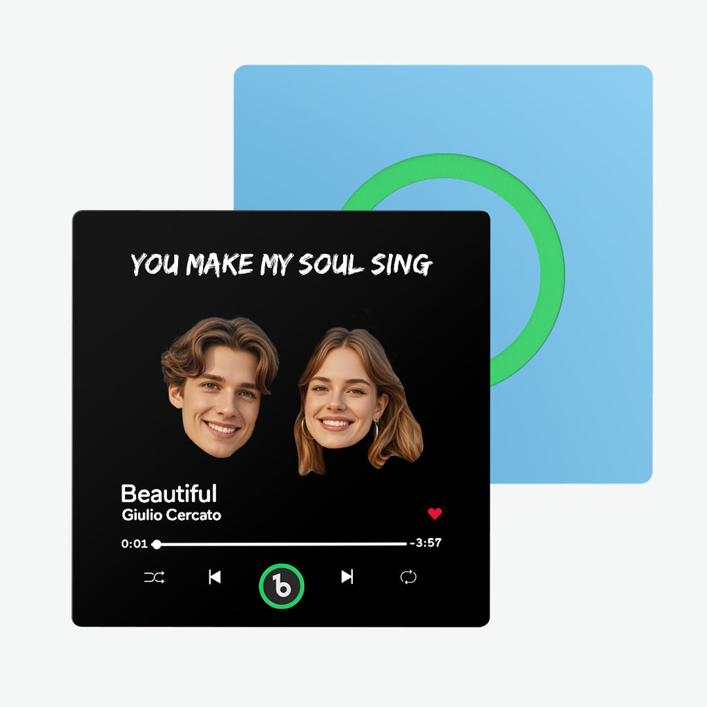 FridgeBeats Frameless Custom Music Fridge Magnet Custom Face Text Fridge Magnet Album Fridge Magnet Music Wall Photo Sticker Gift for Couple