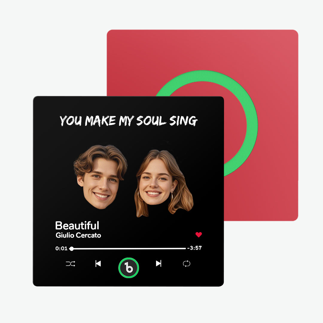 FridgeBeats Frameless Custom Music Fridge Magnet Custom Face Text Fridge Magnet Album Fridge Magnet Music Wall Photo Sticker Gift for Couple