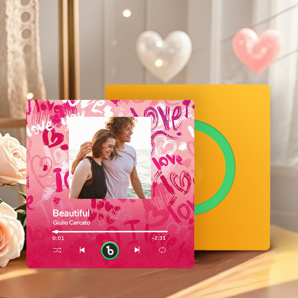 FridgeBeats Frameless 4.0 Personalized Love Theme Music Fridge Magnet Valentines Gift Music Wall Photo Sticker Music Movement