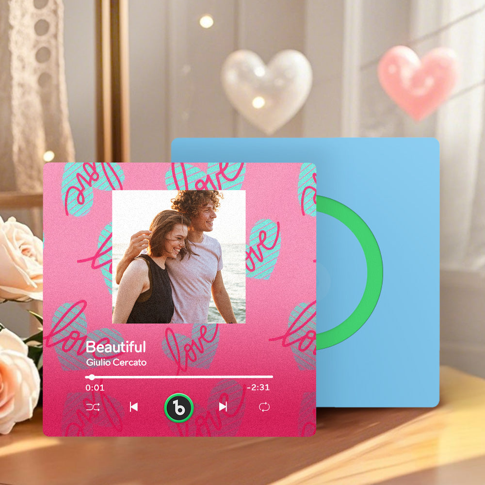 FridgeBeats Frameless 4.0 Personalized Blue Love Heart Pattern Music Fridge Magnet Valentines Gift Music Wall Photo Sticker Music Movement