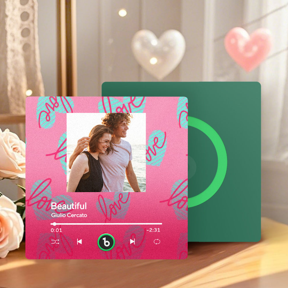 FridgeBeats Frameless 4.0 Personalized Blue Love Heart Pattern Music Fridge Magnet Valentines Gift Music Wall Photo Sticker Music Movement