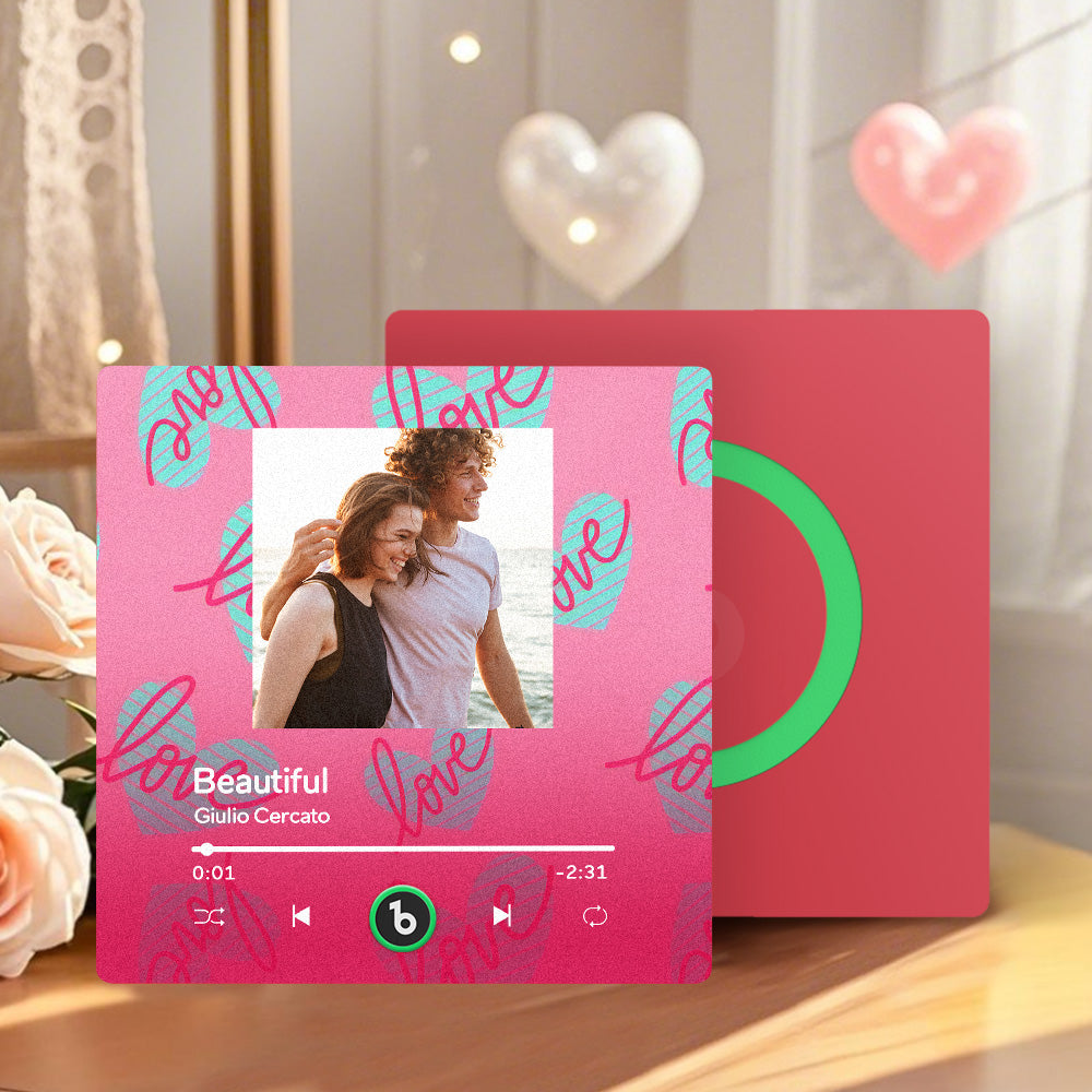 FridgeBeats Frameless 4.0 Personalized Blue Love Heart Pattern Music Fridge Magnet Valentines Gift Music Wall Photo Sticker Music Movement