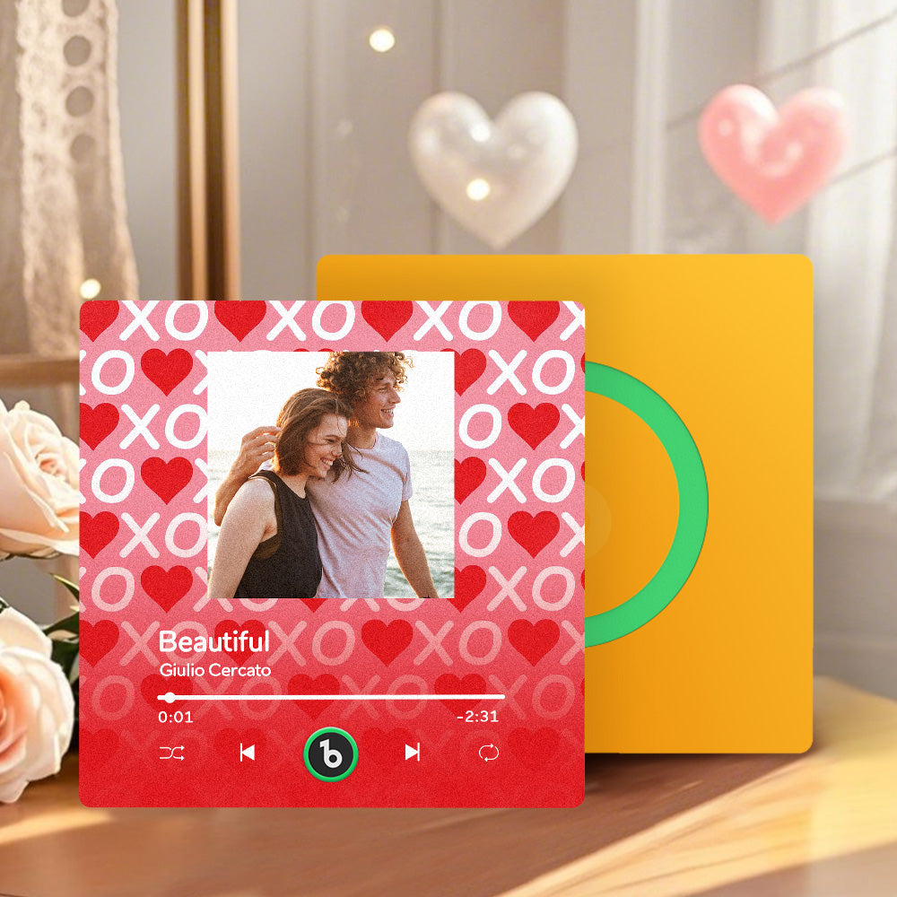 FridgeBeats Frameless 4.0 Personalized Music Fridge Magnet XOXO with Red Hearts Valentines Gift Music Wall Photo Sticker Music Movement