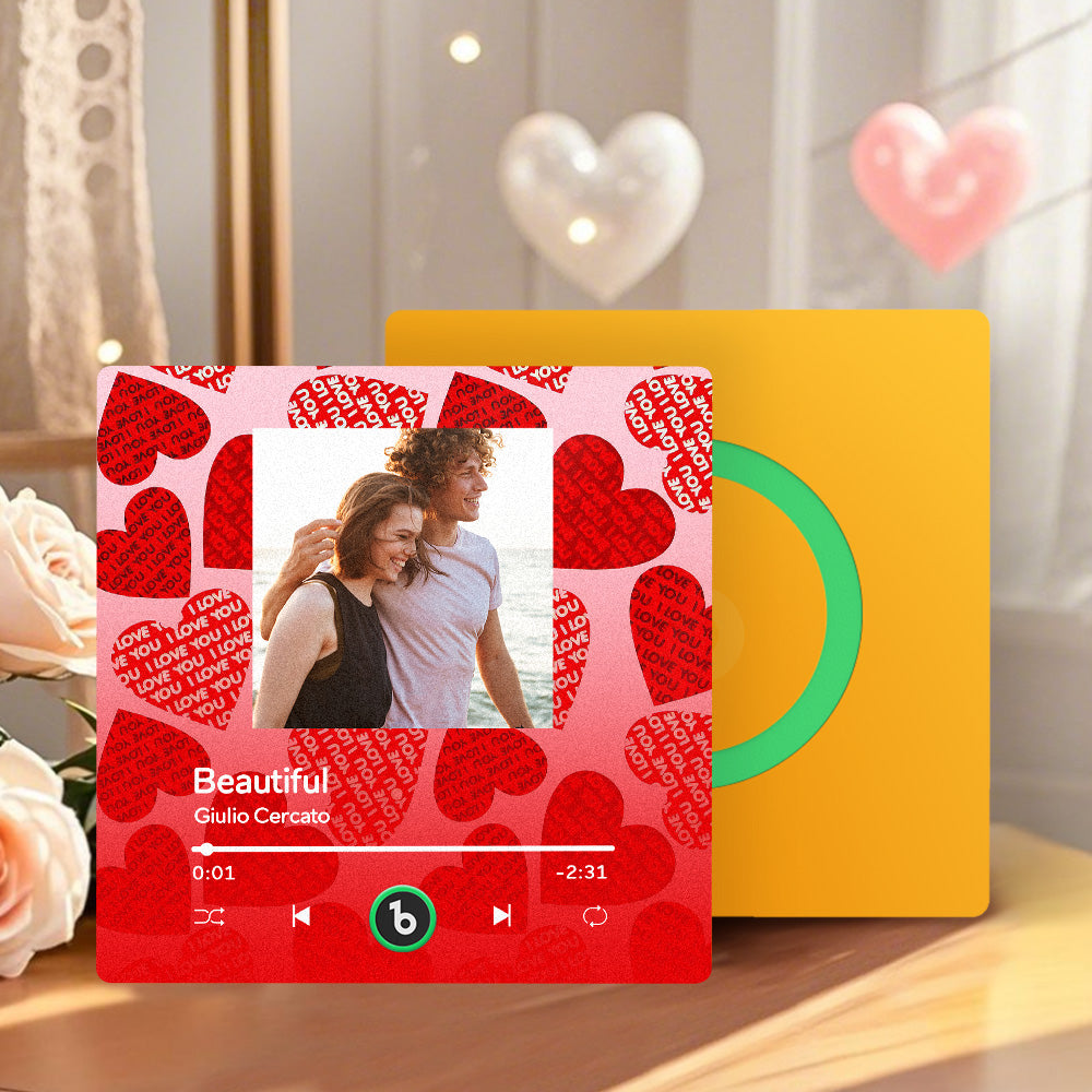 FridgeBeats Frameless 4.0 Personalized Music Fridge Magnet with Red Heart Valentines Gift Music Wall Photo Sticker Music Movement