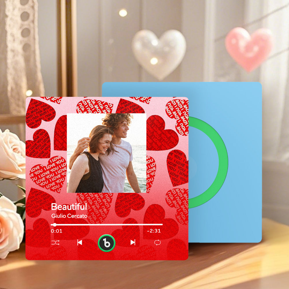 FridgeBeats Frameless 4.0 Personalized Music Fridge Magnet with Red Heart Valentines Gift Music Wall Photo Sticker Music Movement