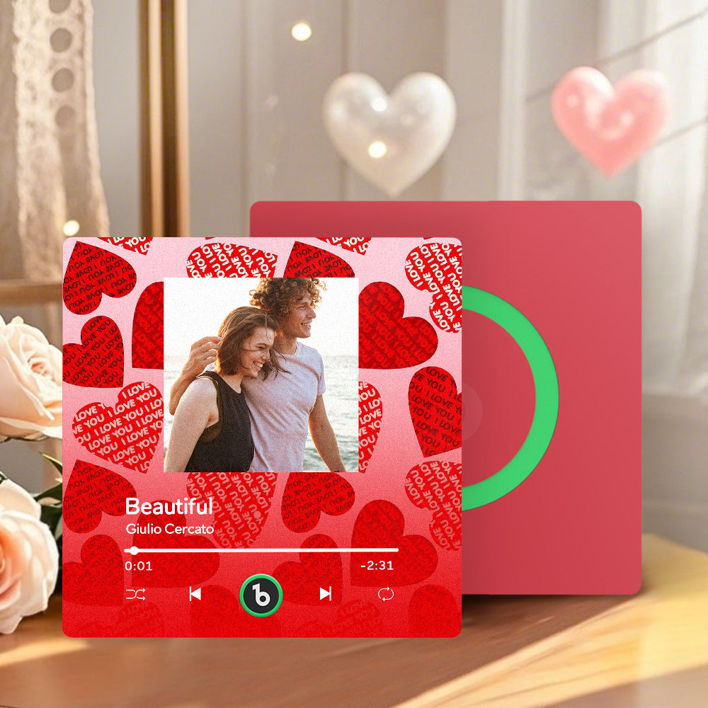 FridgeBeats Frameless 4.0 Personalized Music Fridge Magnet with Red Heart Valentines Gift Music Wall Photo Sticker Music Movement