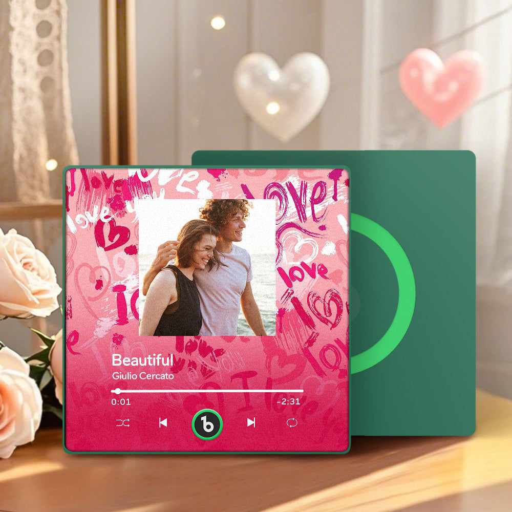 FridgeBeats Framed 4.0 Personalized Love Theme Music Fridge Magnet Valentines Gift Music Wall Photo Sticker Music Movement