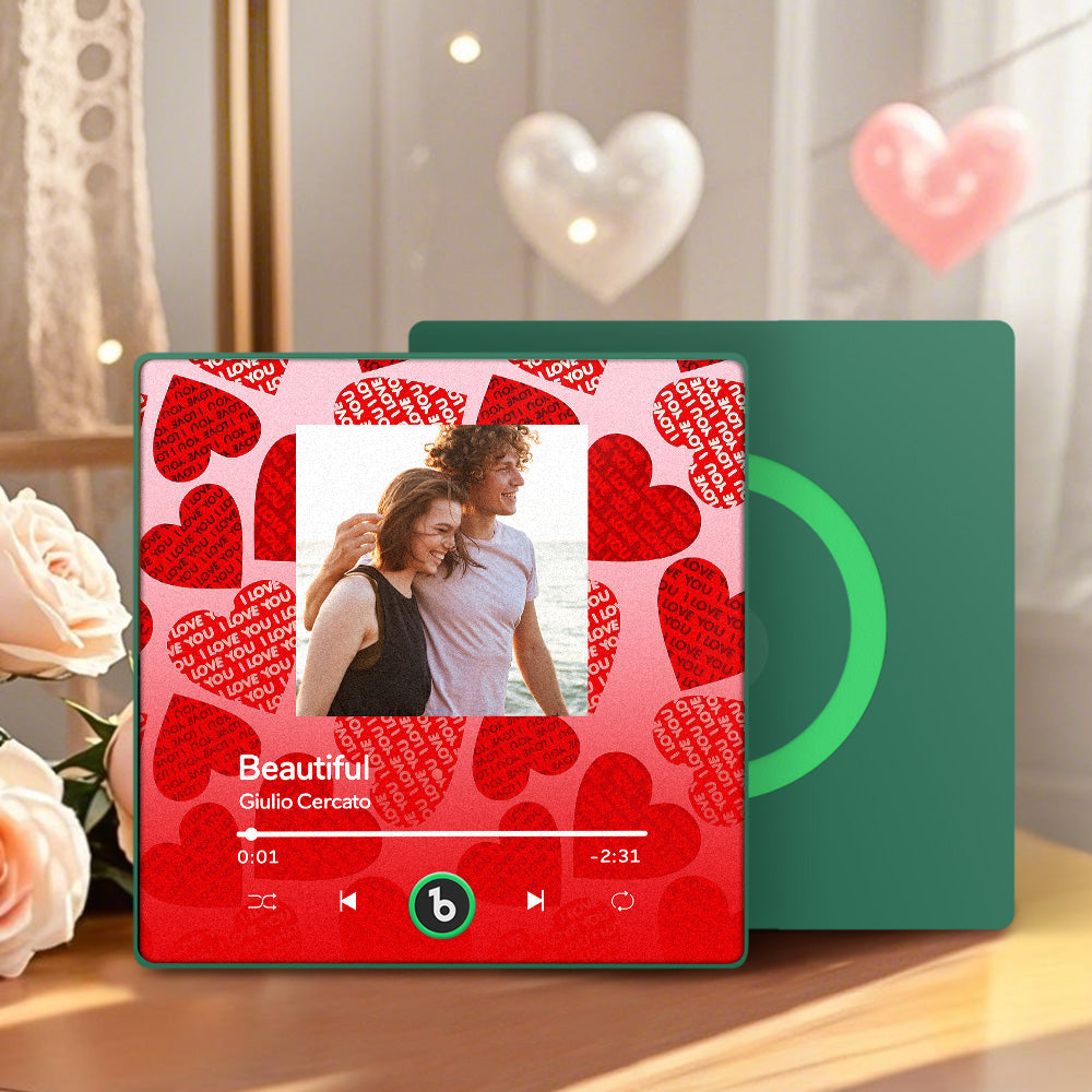 FridgeBeats Framed 4.0 Personalized Music Fridge Magnet with Red Heart Valentines Gift Music Wall Photo Sticker Music Movement