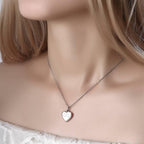Inifinity Heart Engraved Photo Necklace Silver