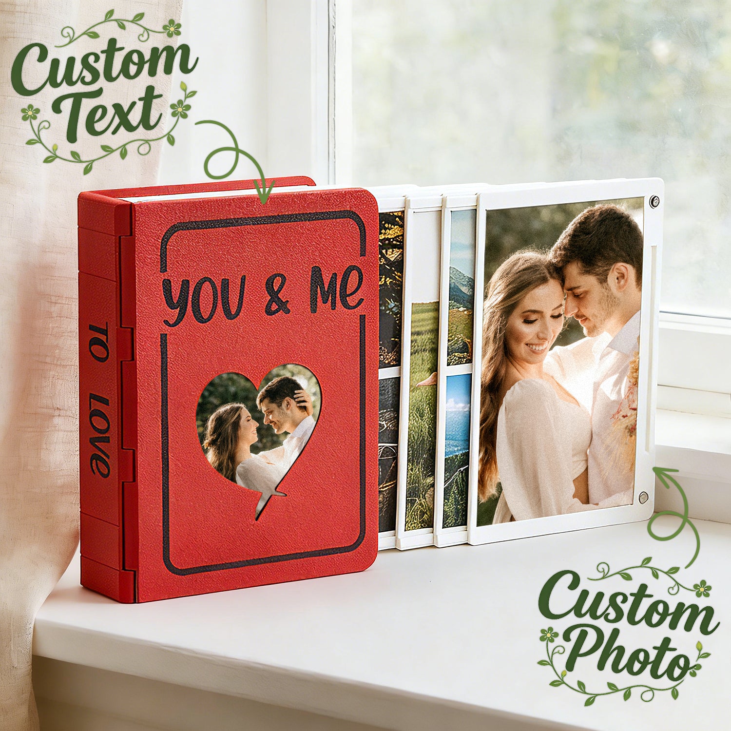 Album with 3D Printing Books with Covers and Spines Expandable Design Custom Gift for Husband with Personalized Photo