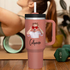 Personalized Text 40oz Insulated Mug with Handle and Straw Stainless Steel Custom Travel Cup Gift for Family Friends Couples