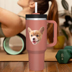 Custom Face 40oz Insulated Mug with Handle and Straw Stainless Steel Custom Travel Cup Gift for Family Friends Couples