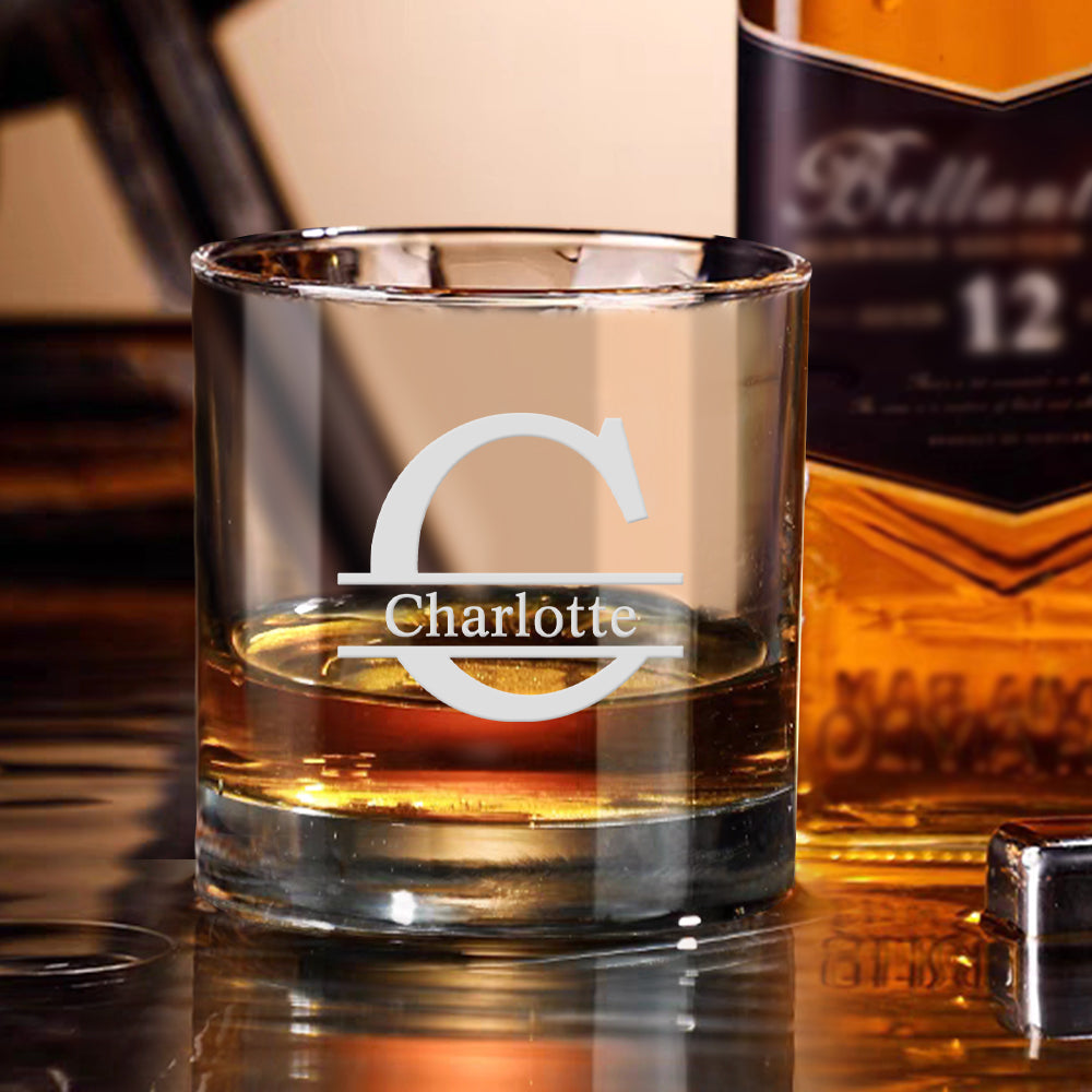 Personalized Text Whisky Glass Wedding Gift - Customized Glassware for Couples