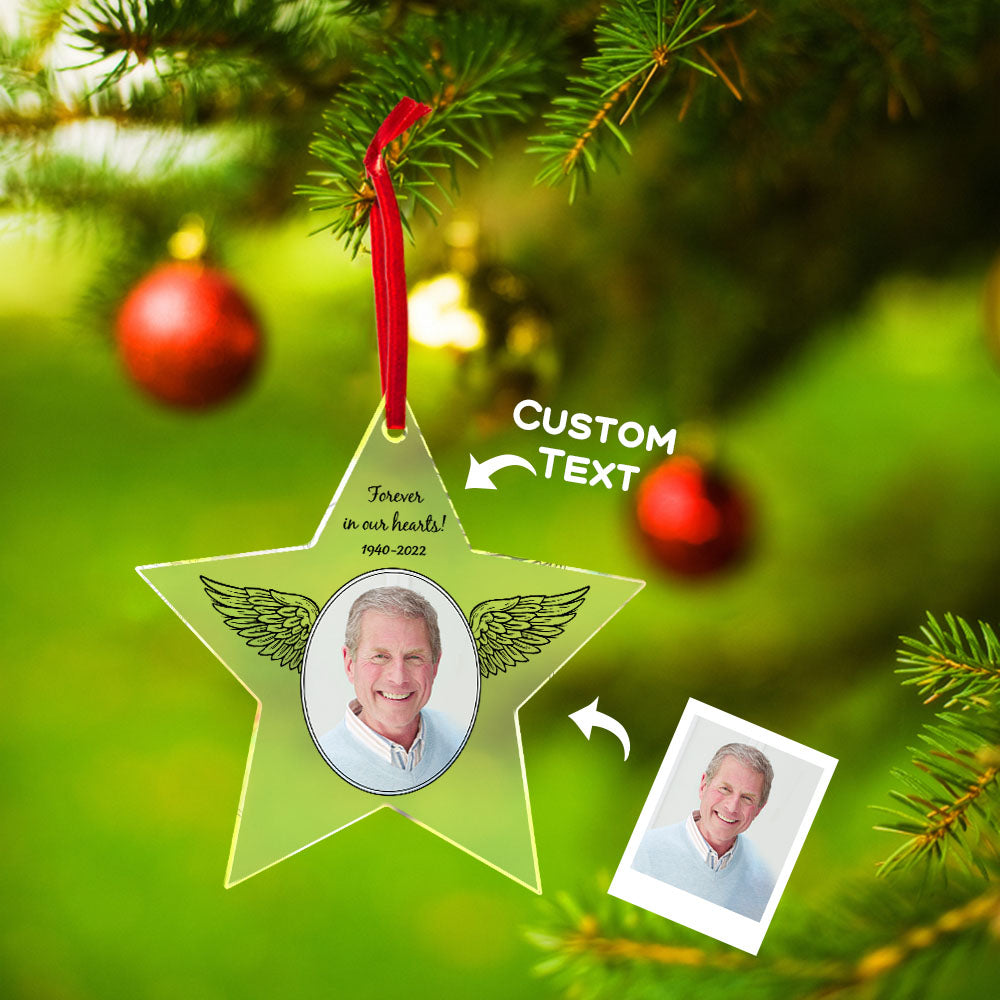 star shaped decoration personalized photo with name acrylic christmas remembrance