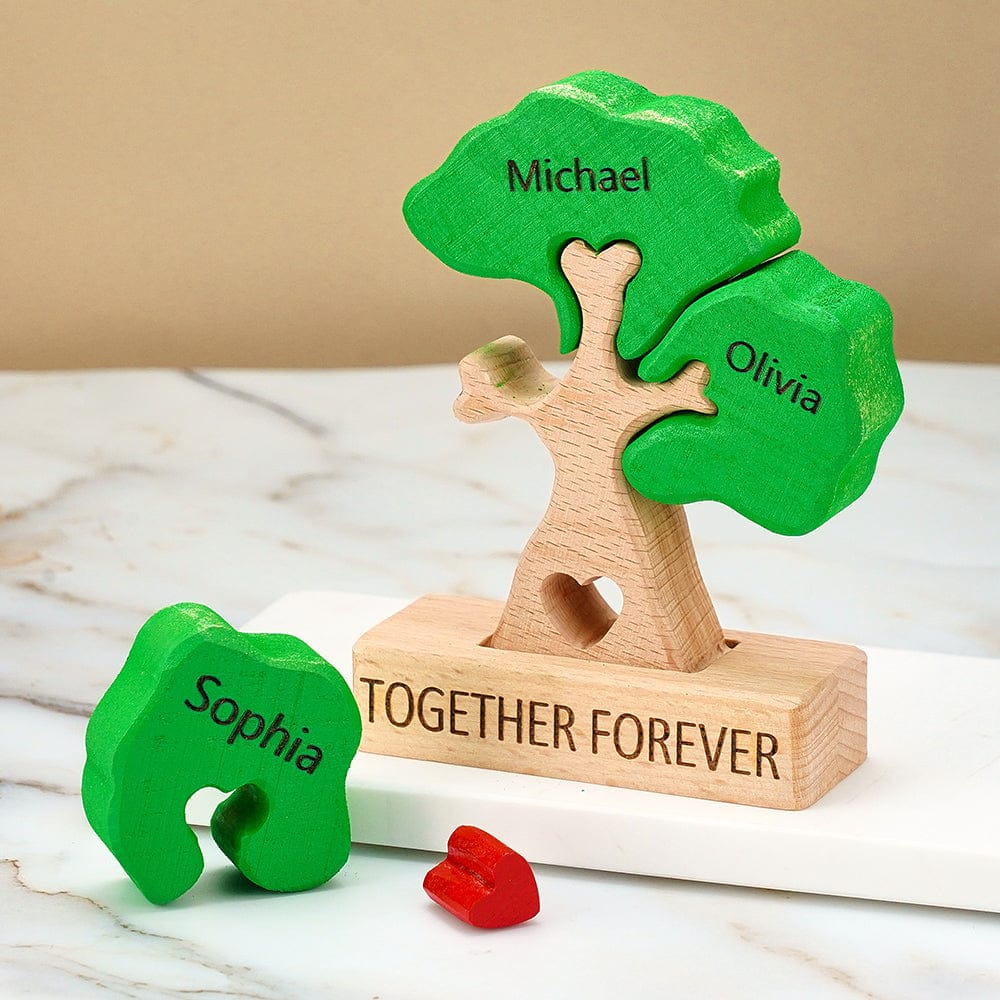 Holz-stammbaum-puzzle Mit Individuellen Namen, Heimdekoration, Einweihungsgeschenke