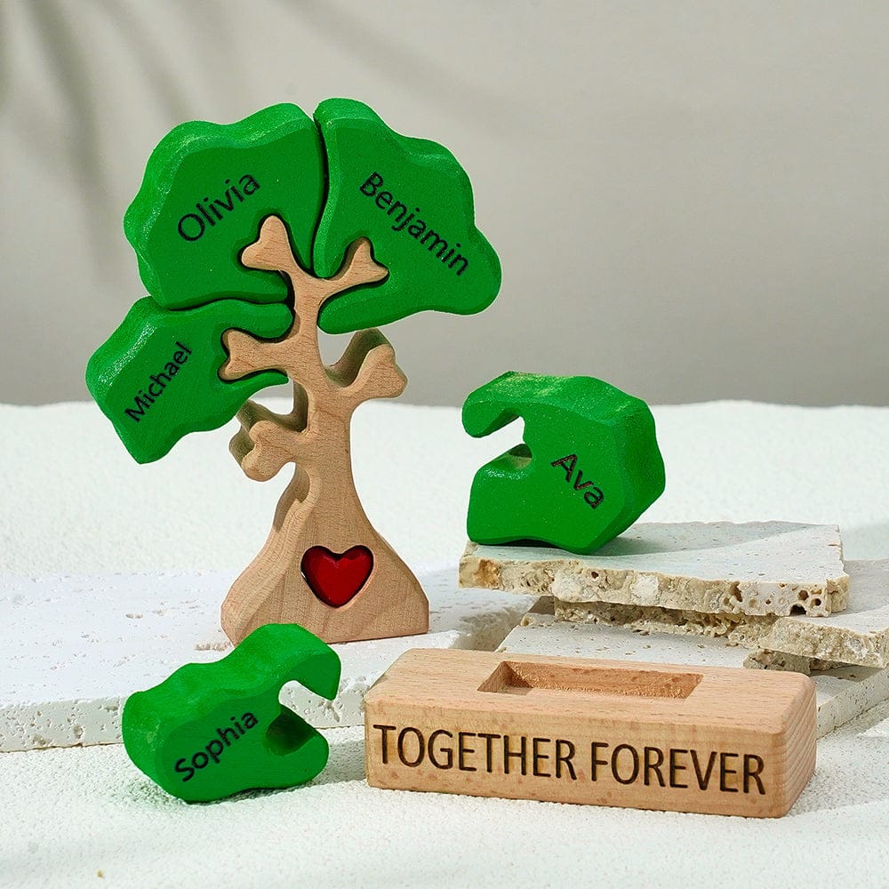Holz-stammbaum-puzzle Mit Individuellen Namen, Heimdekoration, Einweihungsgeschenke