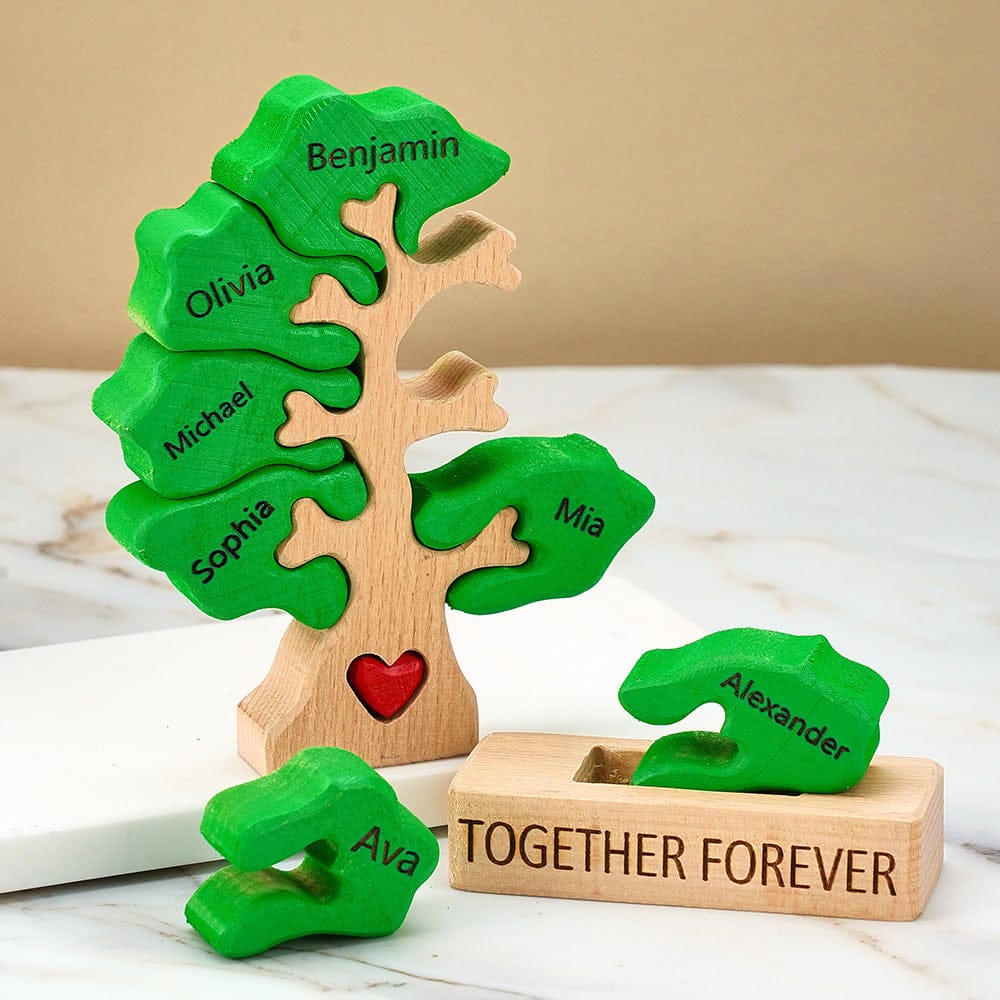 Holz-stammbaum-puzzle Mit Individuellen Namen, Heimdekoration, Einweihungsgeschenke