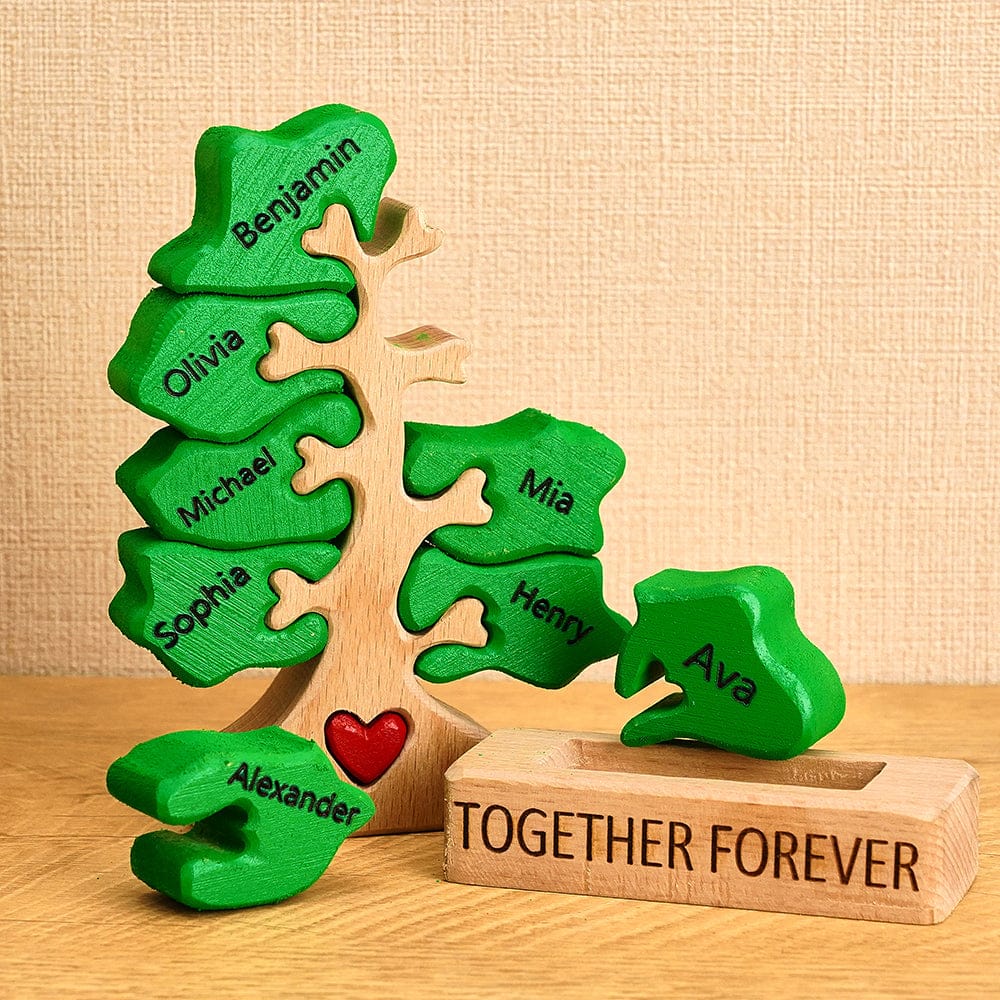 Holz-stammbaum-puzzle Mit Individuellen Namen, Heimdekoration, Einweihungsgeschenke