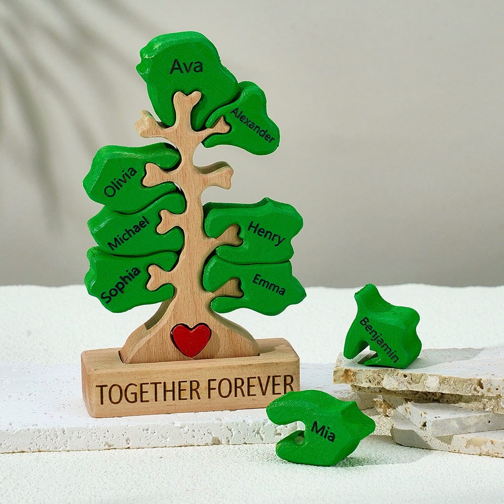 Holz-stammbaum-puzzle Mit Individuellen Namen, Heimdekoration, Einweihungsgeschenke