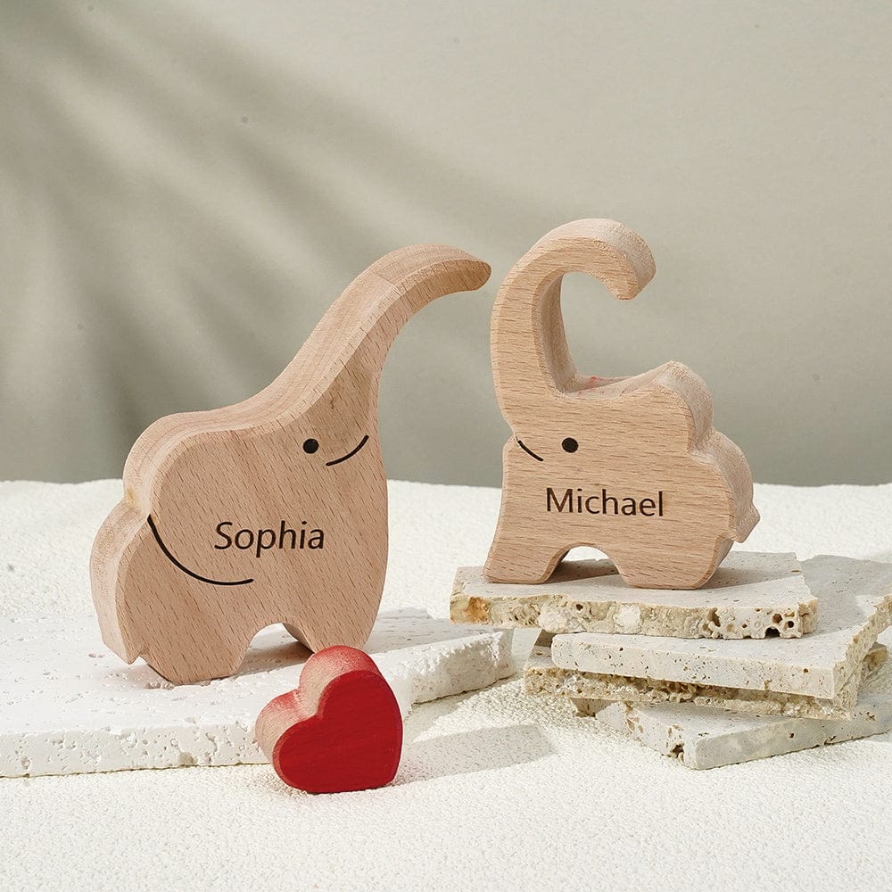 personalisiertes elefanten familienpuzzle holz namens andenken fürs kinderzimmer geschenk für frischgebackene eltern