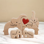 personalisiertes elefanten familienpuzzle holz namens andenken fürs kinderzimmer personalisierte deko