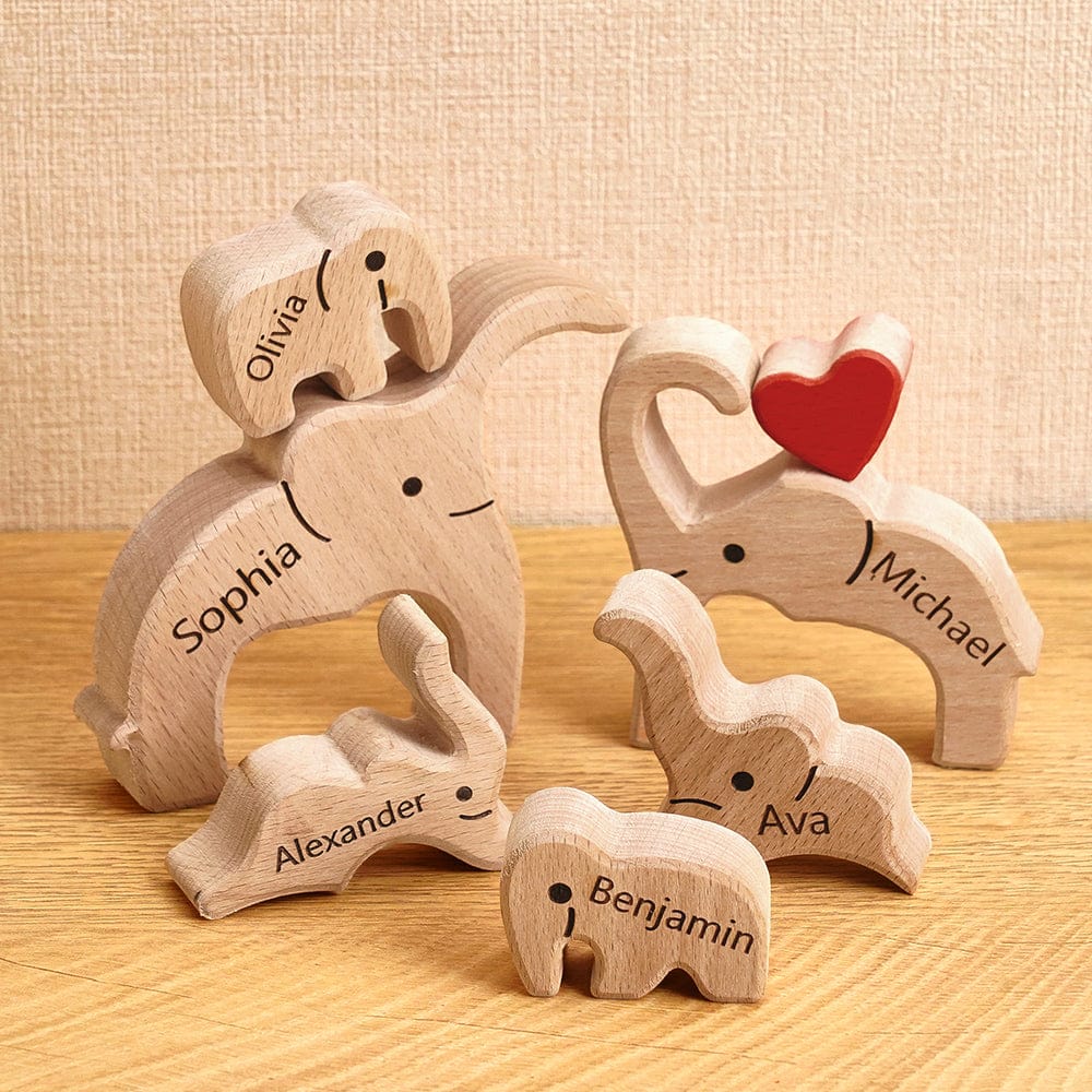 personalisiertes elefanten familienpuzzle holz namens andenken fürs kinderzimmer holz puzzle