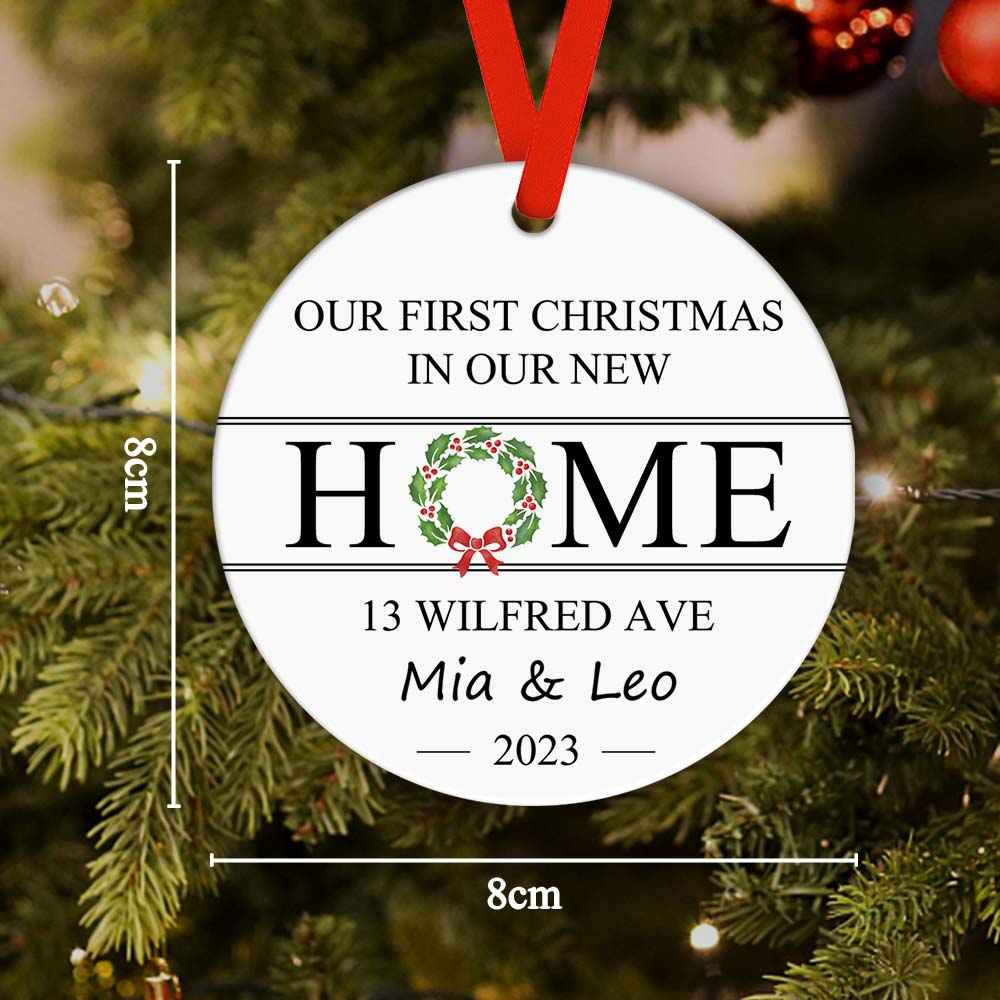 custom address wooden ornament keepsake as a new home gift