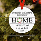 custom address wooden ornament keepsake as a new home gift