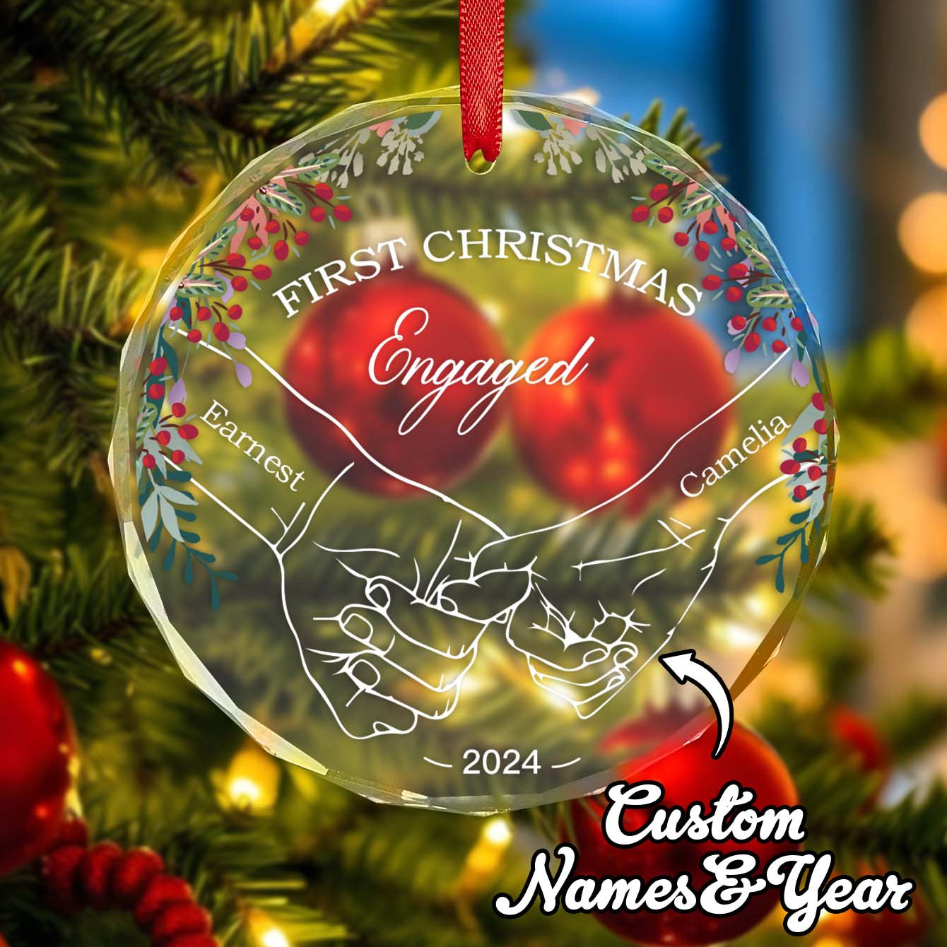Personalized Holding Hands Ornament First Christmas Ornament Gift for Couple