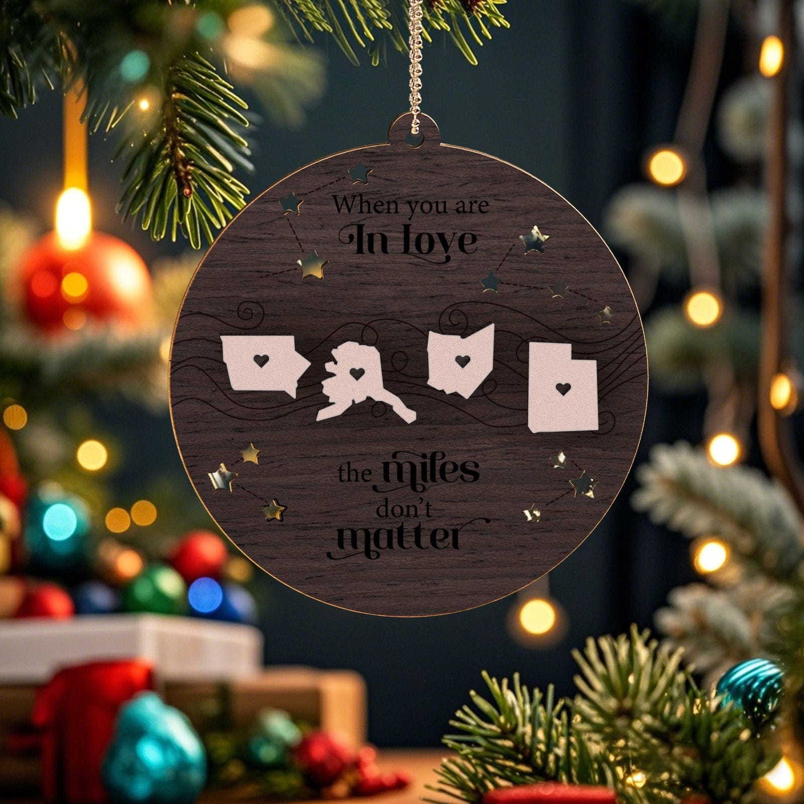 Personalized Family Togetherness Christmas Ornament State Map Ornament for Friends Sister Sibling Gift