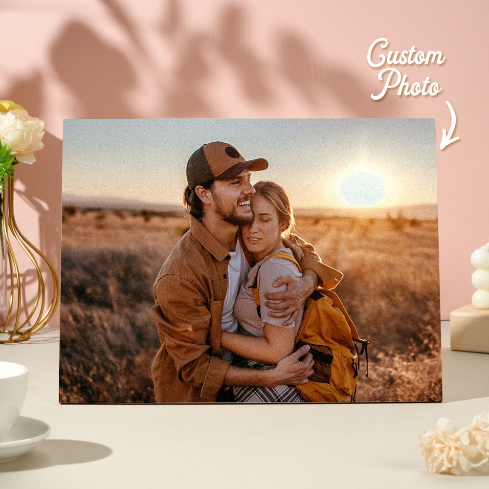 Custom Couple Portrait Photo Custom Photo on Wood Engraved Photo on Wood Watercolor Style