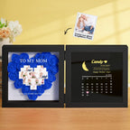 Personalized Flower Shadow Box with Moon Phase Calendar Hearts Flower Box Mother's Day Gift for Mom