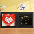 Personalized Flower Shadow Box with Moon Phase Calendar Hearts Flower Box Mother's Day Gift for Mom