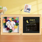 Personalized Flower Shadow Box with Moon Phase Calendar Hearts Flower Box Mother's Day Gift for Mom
