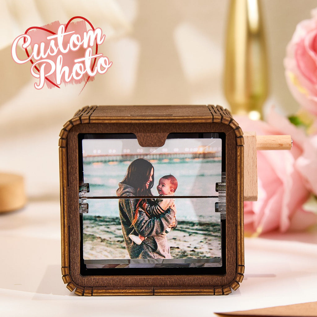 Custom 16 Photos Music Flipbook Frame Animation Machine Mechanical Hand-cranked Photo Album with Light Unique Mother's Day Gifts