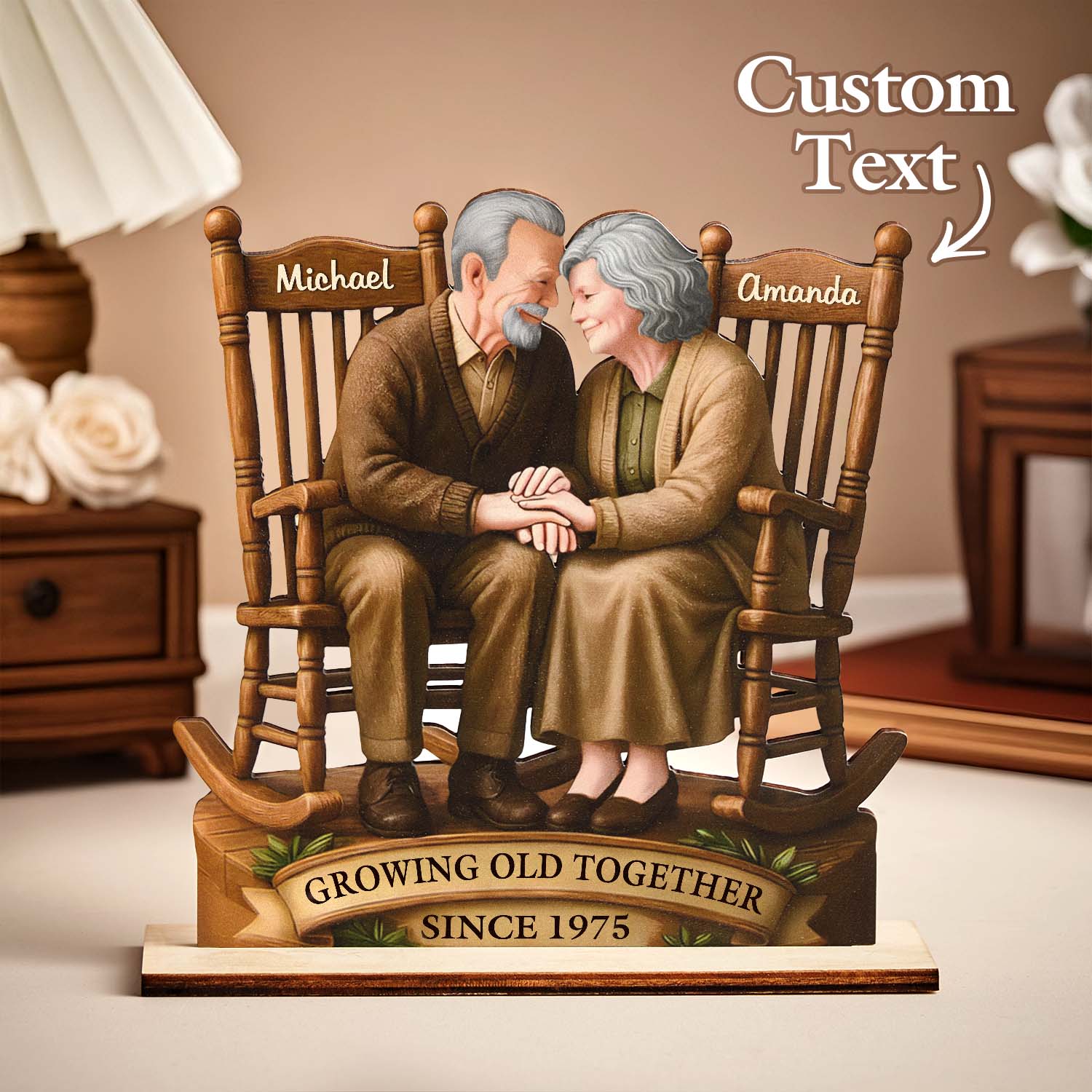 growing old together ornament personalized name anniversary gift for grandparents