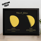 Mother's Day Gifts Custom Moon Phase and Names Wooden Frame with Personalized Text Gold Moon