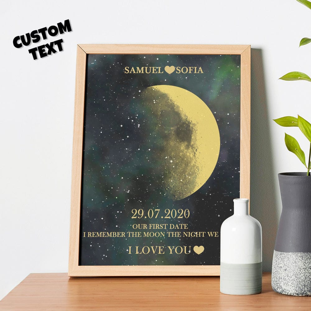 Custom Moon Phase Gold Print Frame Gifts for Birthday and Anniversary