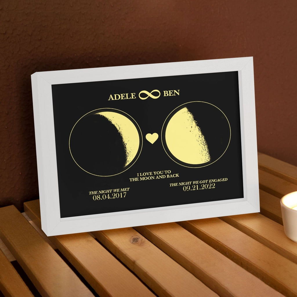Custom Moon Phase Custom Couple Art Frame 2 Moon Phases Design - For Valentine's Day Gifts