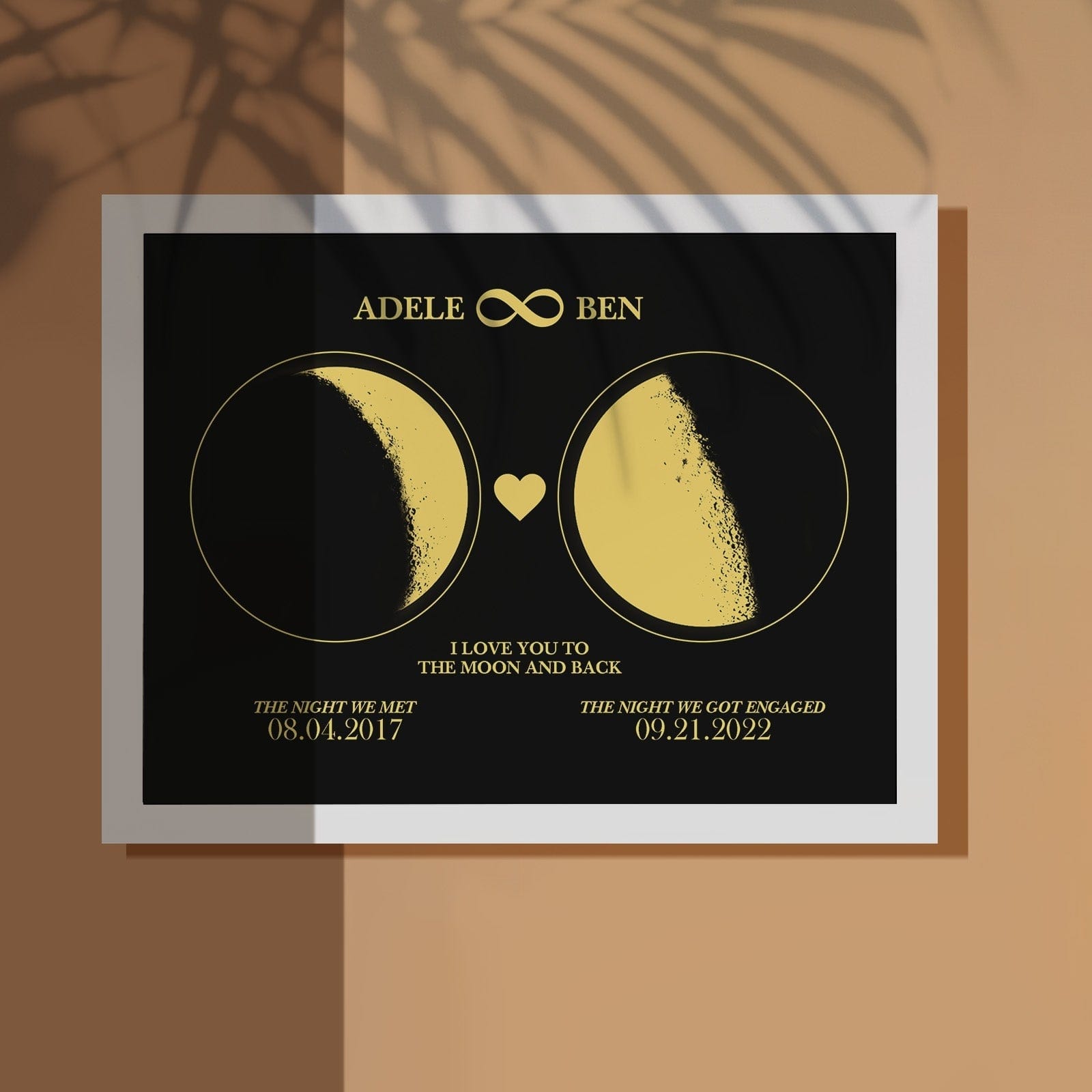 Custom Moon Phase Custom Couple Art Frame 2 Moon Phases Design - For Valentine's Day Gifts