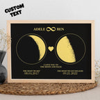 Custom Moon Phase Custom Couple Art Frame 2 Moon Phases Design - For Valentine's Day Gifts