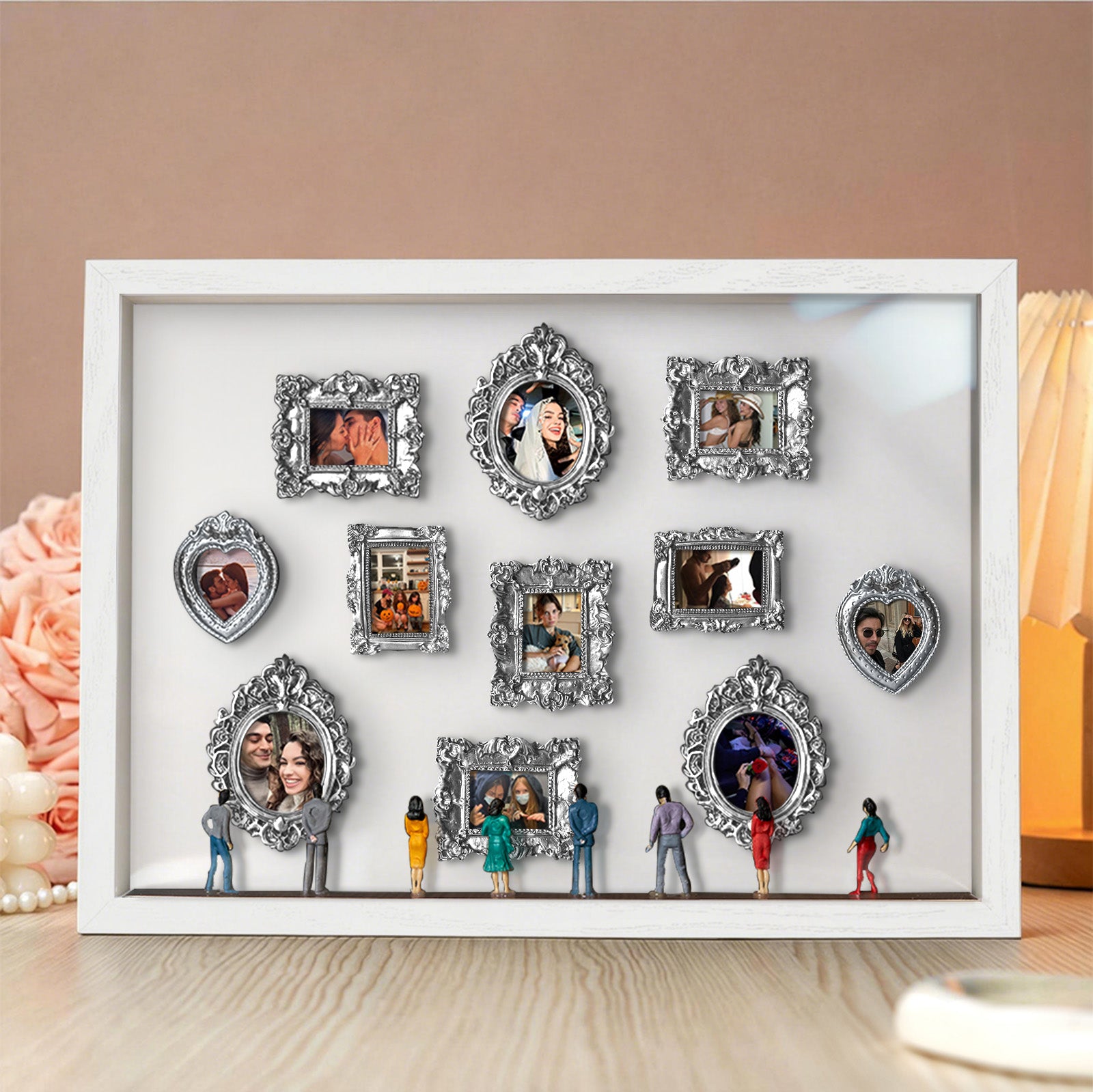 gifts for wife With Spot Lights : Museum of Us White Frame Personalized Couples Gift for Her Cute Miniature Museum Gifts deta